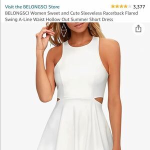 Belongssci sleeveless Racerback Flared swing A-Line waist dress